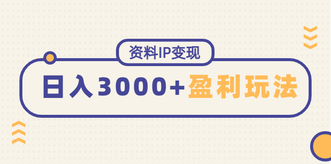 资料IP变现，能稳定日赚3000起的持续性盈利玩法-微众资源