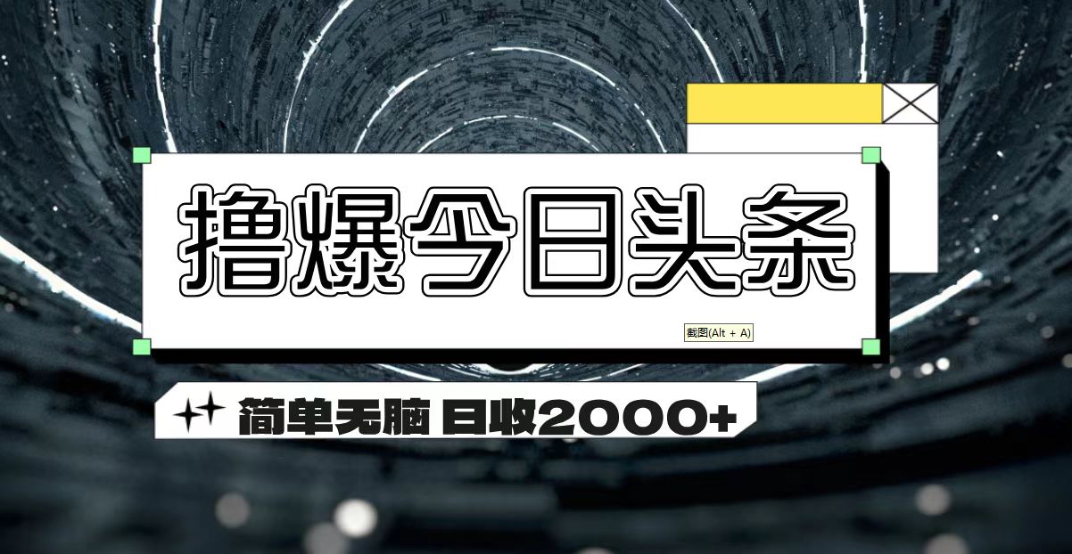 撸爆今日头条 简单无脑操作 日收2000+-微众资源