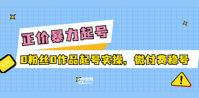 正价暴力起实操号：0粉丝0作品起号实操，微付费稳号-微众资源