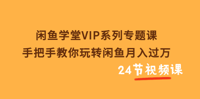 闲鱼学堂VIP系列专题课：手把手教你玩转闲鱼月入过万（共24节视频课）-微众资源