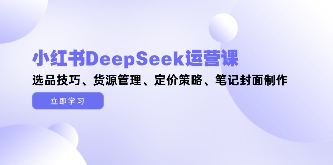 小红书DeepSeek运营课，选品技巧、货源管理、定价策略、笔记封面制作-微众资源