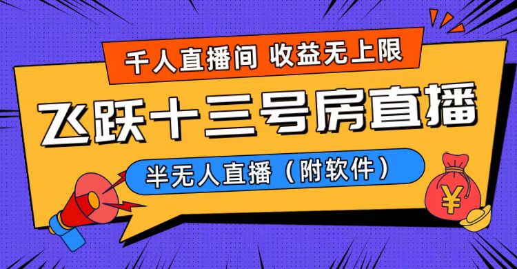 爆火飞跃十三号房半无人直播，一场直播上千人，日入过万！（附软件）-微众资源