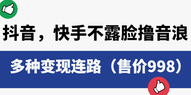 抖音，快手不露脸撸音浪项目，多种变现连路（售价998）-微众资源
