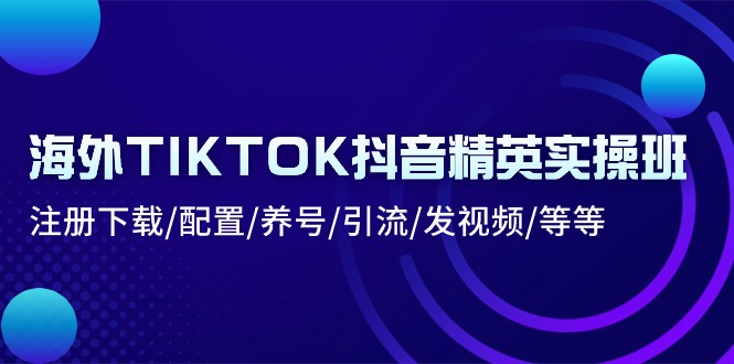 海外TIKTOK抖音精英实操班：注册下载/配置/养号/引流/发视频/等等-微众资源