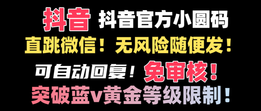 抖音二维码直跳微信技术！站内随便发不违规！！-微众资源