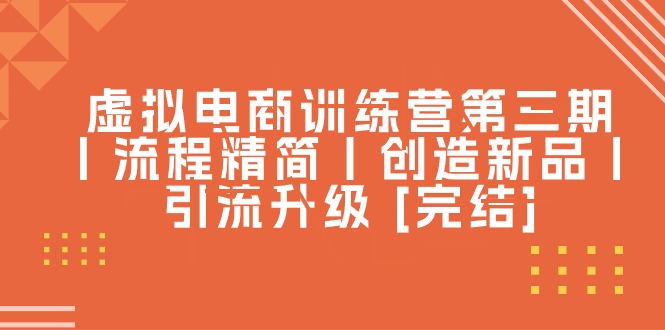 虚拟电商训练营第三期丨流程精简丨创造新品丨引流升级-微众资源