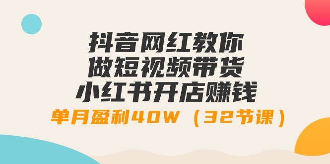 抖音网红教你做短视频带货+小红书开店赚钱，单月盈利40W（32节课）-微众资源