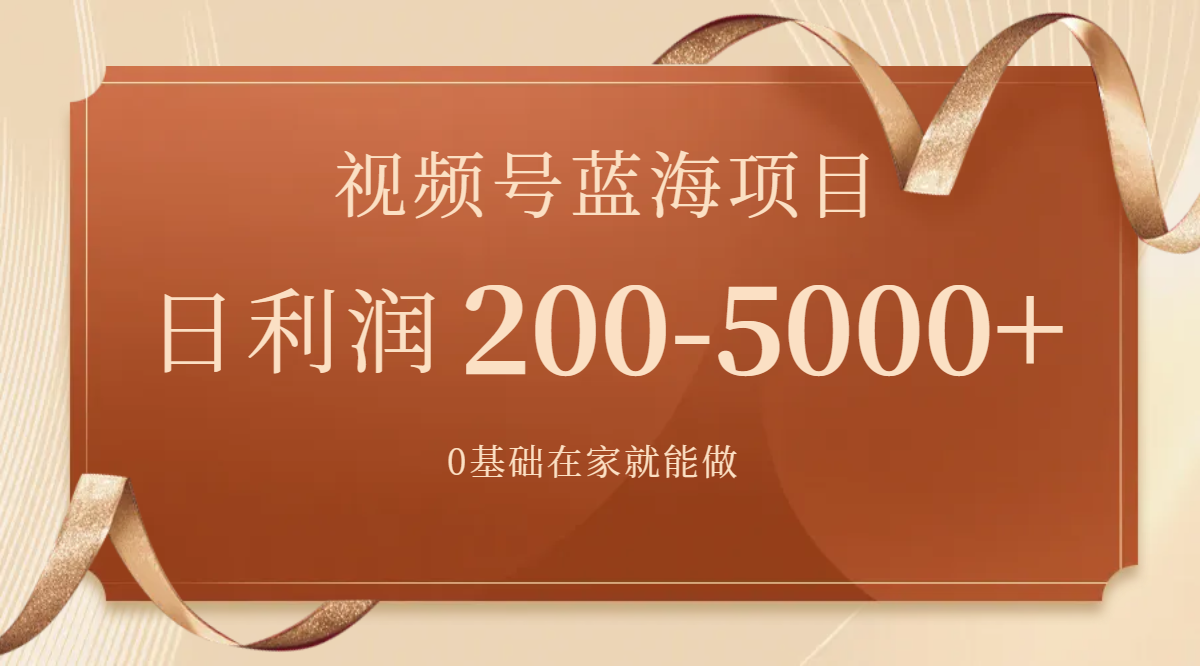 视频号蓝海项目，0基础在家也能做，日入200-5000+【附266G资料】-微众资源