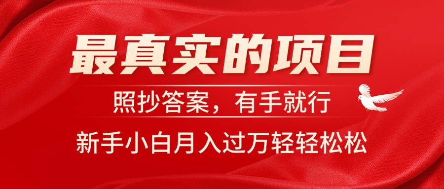 最真实的项目，照抄答案，有手就行，新手小白月入过万轻轻松松-微众资源