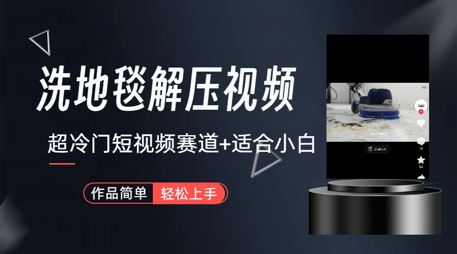 超冷门抖音短视频赛道-清洗地毯解压视频-简单无脑怼作品（教程+素材）-微众资源