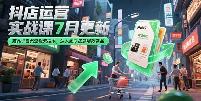 抖店运营实战课7月更新，商品卡自然流截流技术，达人团队搭建爆款选品-微众资源