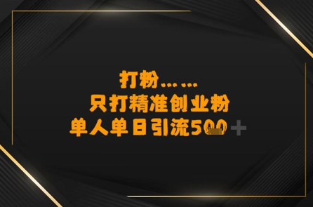 打粉只打精准创业粉，单人单日引流500+-微众资源