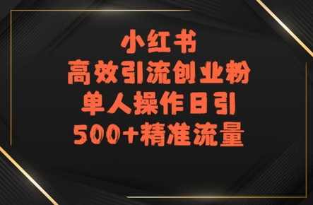 小红书高效引流创业粉，单人操作日引500+精准流量-微众资源