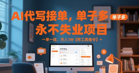 AI代写接单，永不失业项目，单子多，一单一结，月入1W【附工具指令】-微众资源