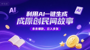 利用AI一键生成原创民间故事，无限制生成，条条爆款，日入多张-微众资源