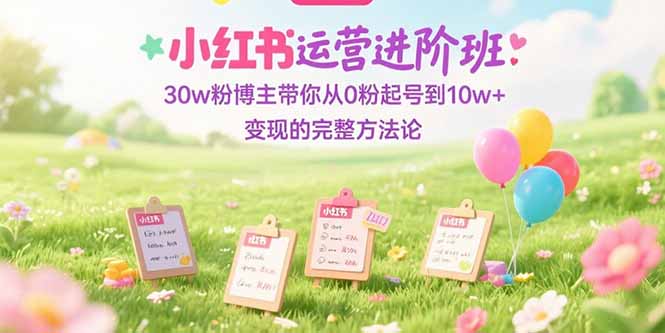 小红书运营进阶班：30w粉博主带你从0粉起号到10w+变现的完整方法论-微众资源