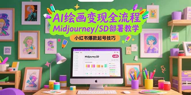 AI绘画变现全流程，Midjourney/SD部署教学，小红书爆款起号技巧-微众资源