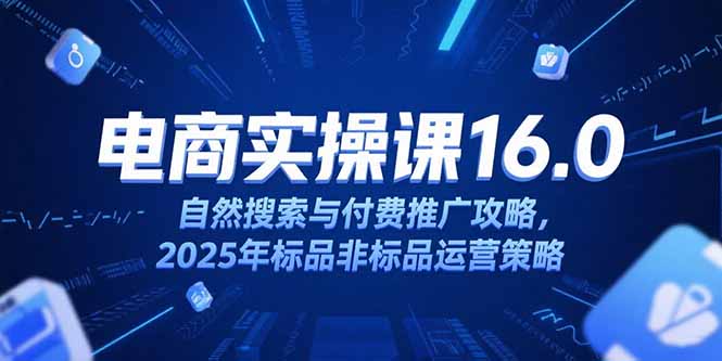 淘宝电商运营课16.0，自然搜索与付费推广攻略，2025年标品非标品运营策略-微众资源