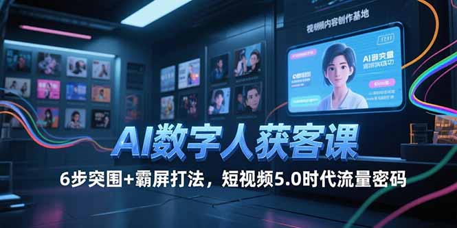 AI数字人获客课，6步突围+霸屏打法，短视频5.0时代流量密码-微众资源