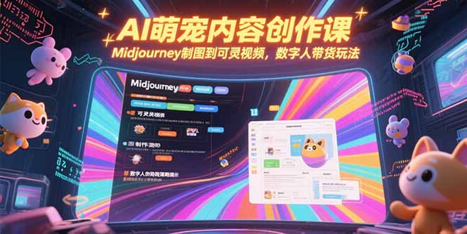 AI萌宠内容创作课，Midjourney制图到可灵视频，数字人带货玩法-微众资源
