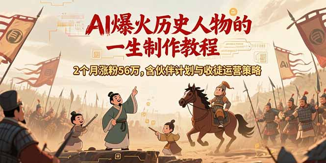 AI历史人物赛道课程，2个月涨粉56万，含伙伴计划与收徒运营策略-微众资源