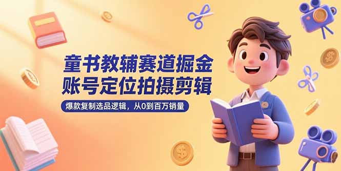 童书教辅赛道掘金，账号定位拍摄剪辑，爆款复制选品逻辑，从0到百万销量-微众资源