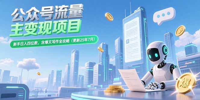 公众号流量主变现项目，新手日入四位数，含爆文写作全攻略(更新25年7月)-微众资源
