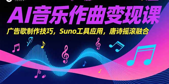 AI音乐作曲变现课，广告歌制作技巧，Suno工具应用，唐诗摇滚融合-微众资源