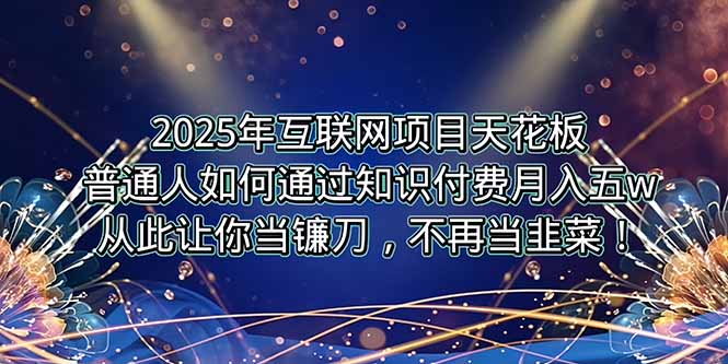 2025年互联网项目天花板，普通人如何通过卖项目实现逆风翻盘，月入5W＋！-微众资源