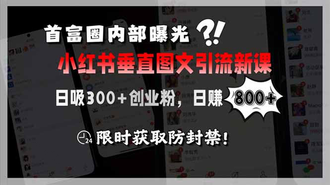 首富圈内部曝光小红书垂直图文引流新课，日吸300+创业粉，日赚800+，限…-微众资源