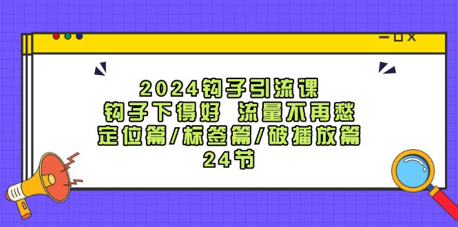 2024钩子引流课：钩子下得好流量不再愁，定位篇/标签篇/破播放篇/24节-微众资源