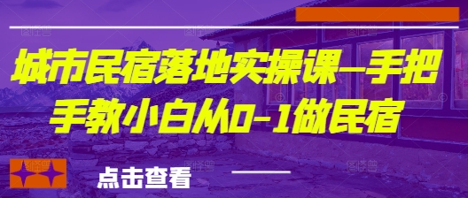 城市民宿落地实操课—手把手教小白从0-1做民宿-微众资源