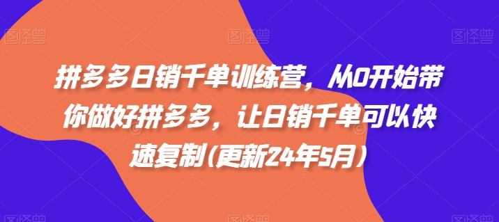 拼多多日销千单训练营，从0开始带你做好拼多多，让日销千单可以快速复制(更新25年3月)-微众资源