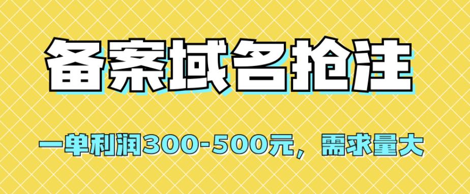 【全网首发】备案域名抢注，一单利润300-500元，需求量大-微众资源