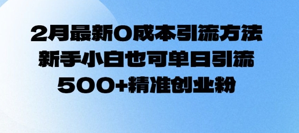 2月最新0成本引流方法，新手小白也可单日引流500+精准创业粉-微众资源