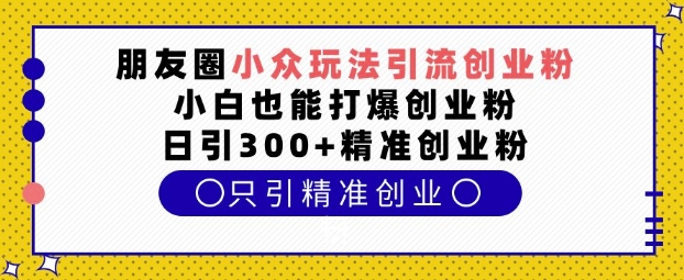 朋友圈小众玩法引流创业粉，小白也能打爆创业粉，日引300+精准创业粉【揭秘】-微众资源