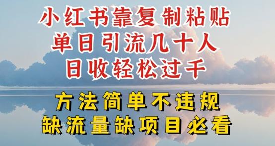 小红书靠复制粘贴单日引流几十人目收轻松过千，方法简单不违规【揭秘】-微众资源