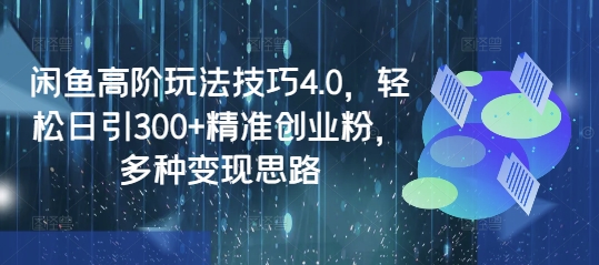 闲鱼高阶玩法技巧4.0，轻松日引300+精准创业粉，多种变现思路-微众资源