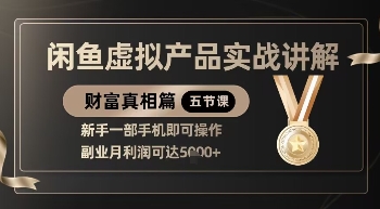 精品！闲鱼虚拟产品实战讲解，新手一部手机即可操作，副业月利润可达5k+-微众资源