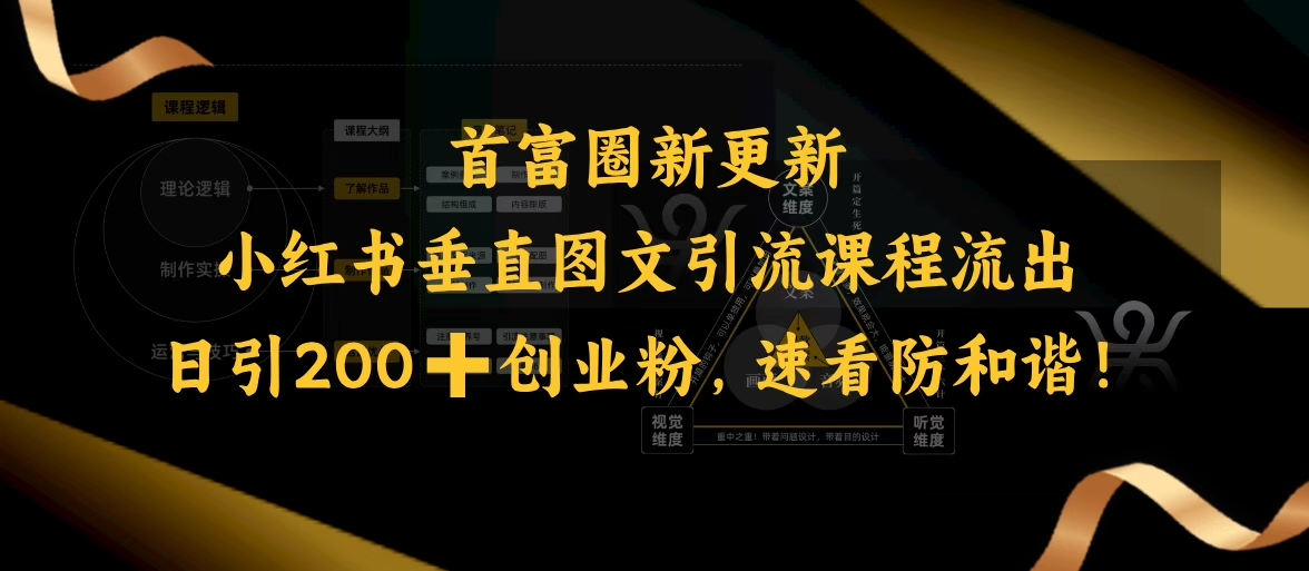 小红书垂直图文引流课程流出，日引200+创业粉，速看防和谐-微众资源