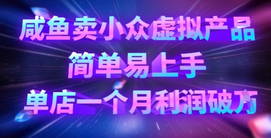 咸鱼卖小众虚拟产品，简单易上手，单店一个月利润破W-微众资源