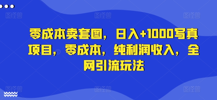 零成本卖套图，日入+1000写真项目，零成本，纯利润收入，全网引流玩法-微众资源