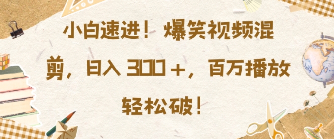 小白速进，爆笑视频混剪，日入3张，百万播放轻松破【揭秘】-微众资源