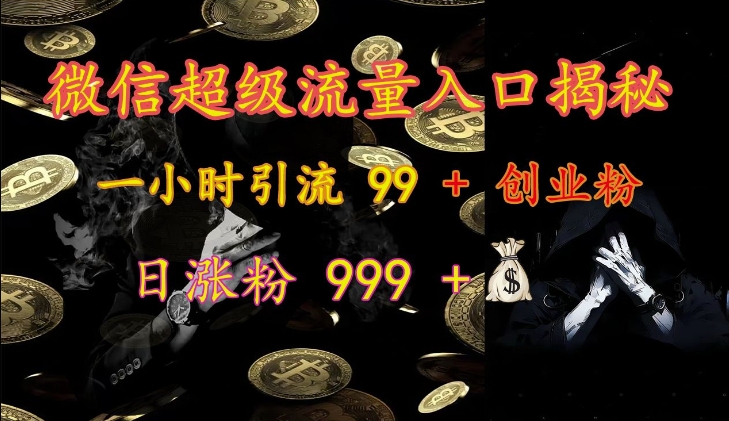 微信超级流量入口揭秘：一小时引流 99 + 创业粉，日涨粉 999 +-微众资源