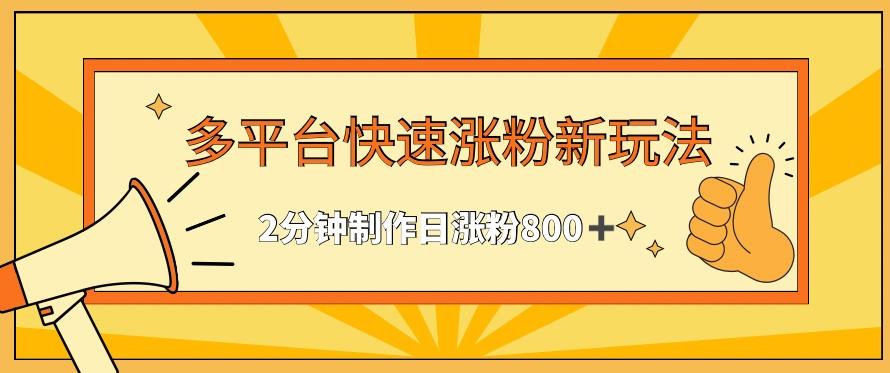 多平台快速涨粉最新玩法，2分钟制作，日涨粉800+【揭秘】-微众资源