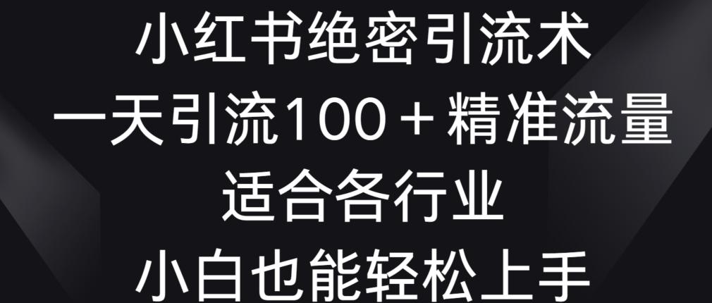 小红书绝密引流术，一天引流100+精准流量，适合各个行业，小白也能轻松上手【揭秘】-微众资源