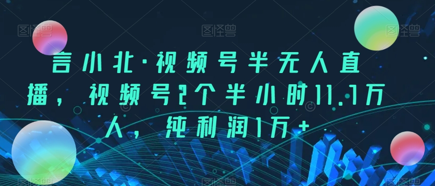 视频号半无人直播玩法，2个小时11.7万人在线，纯利润1万+！-微众资源