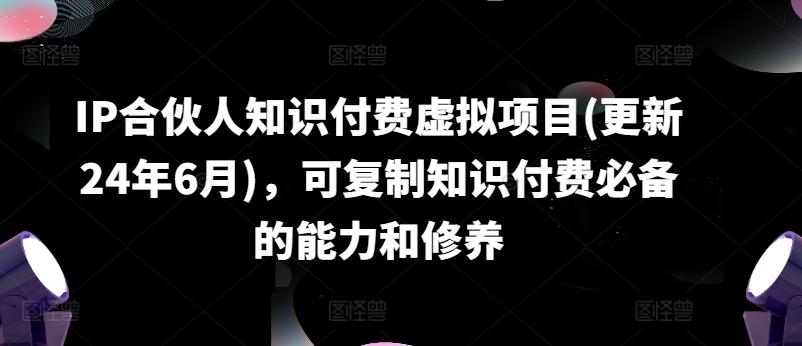 IP合伙人知识付费虚拟项目(更新24年6月)，可复制知识付费必备的能力和修养-微众资源