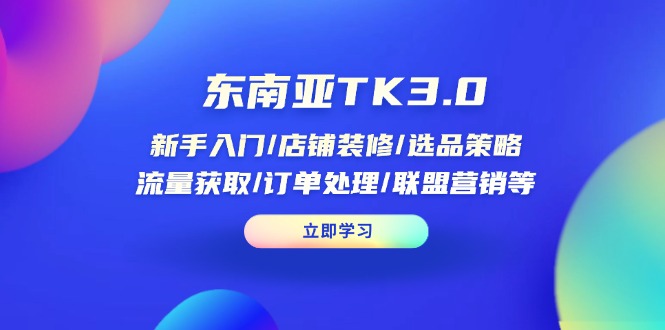 东南亚TK3.0：新手入门/店铺装修/选品策略/流量获取/订单处理/联盟营销等-微众资源
