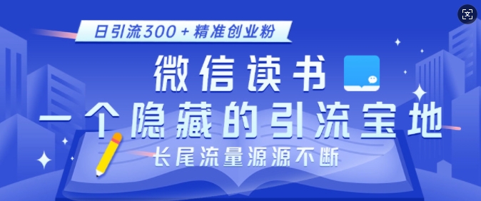 微信读书，一个隐藏的引流宝地，不为人知的小众打法，日引流300+精准创业粉，长尾流量源源不断-微众资源